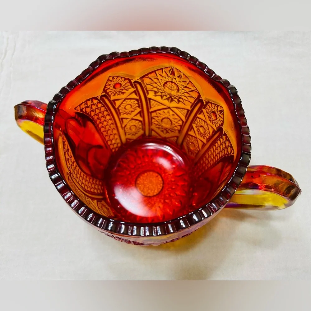 Vintage Indiana carnival glass open sugar bowl. No chips, cracks or rough edges. - Picture 4 of 6